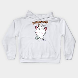 Funny angora cat got caught stealing ice cream Kids Hoodie